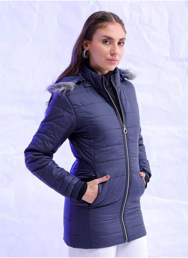 Freehand Women Slim Fit Solid Puffer Jacket  - Image 4