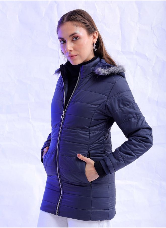 Freehand Women Slim Fit Solid Puffer Jacket  - Image 3