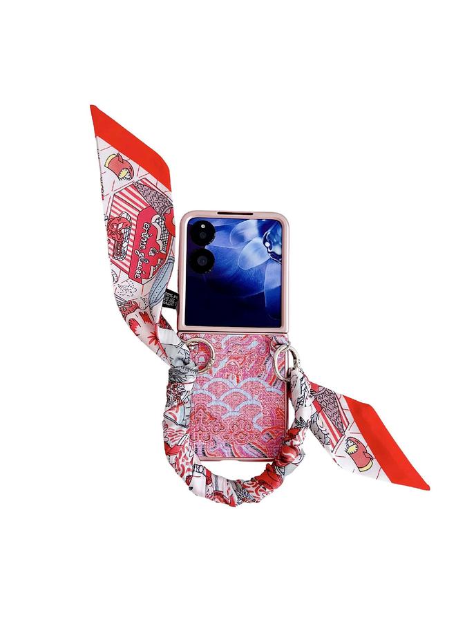 The Bros Case For Xiaomi Mix Flip Propitious Clouds Embroidery Full Coverage Phone Case with Scarf / Bracelet