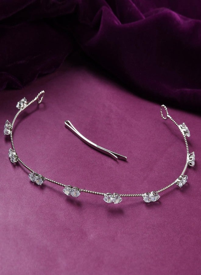 VOYLLA Royal Romance Ariel Hair Accessories|Tiara Hair Accessories For Women|Women Hair Accessories|Gift For Women|American Diamond|Wedding|Cocktail|Love|Heart|Party|Valentine Gift - Image 2