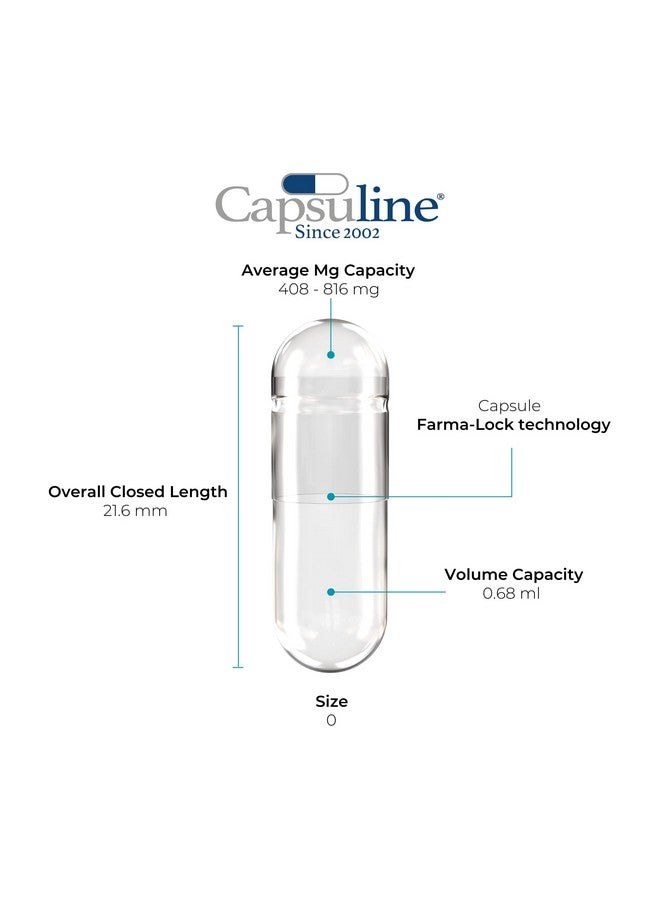 Capsuline كبسولات كابسولين بحجم 0، 5000 عد، كبسولات جيلاتين فارغة، كبسولات حبوب فارغة، تعبئة كبسولات حبوب بقرية نقية، كبسولات فارغة، حلال، خالية من الغلوتين ومعتمدة غير معدلة وراثيًا، شفافة - Image 2