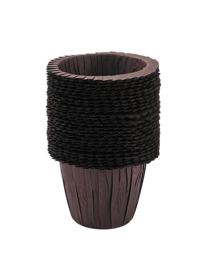 Tulip Paper Cup Baking Cake Holder Muffin Cup Flame Cup Oven High Temperature Resistant Muffin Oil-proof Paper Holder-Specifications:Straw Hat Paper Cup 30 PCs Brown - Image 1