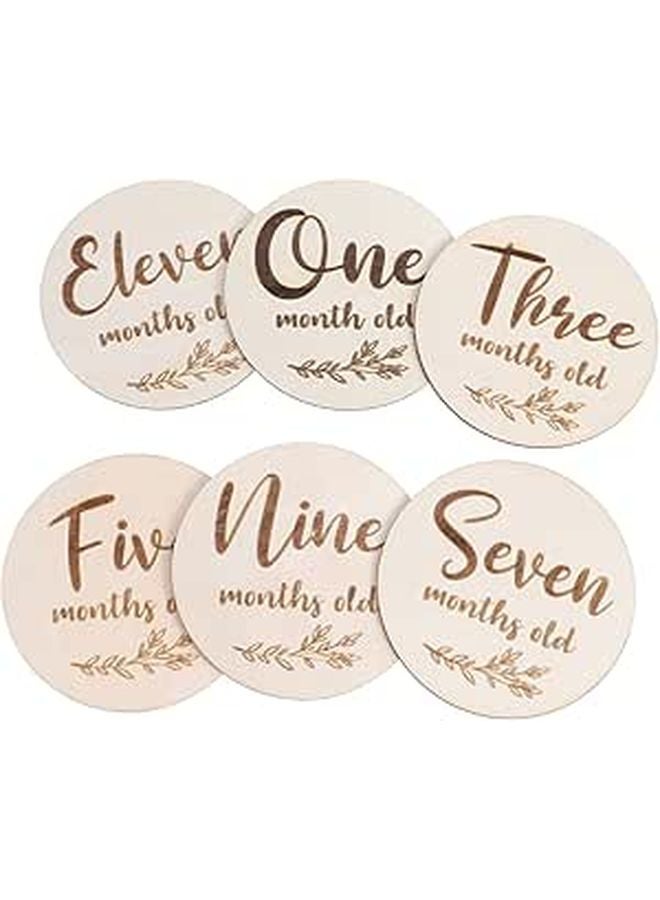 6Pcs Monthly Growth Cards Newborn Photo Props Smooth Edge Design - Image 1