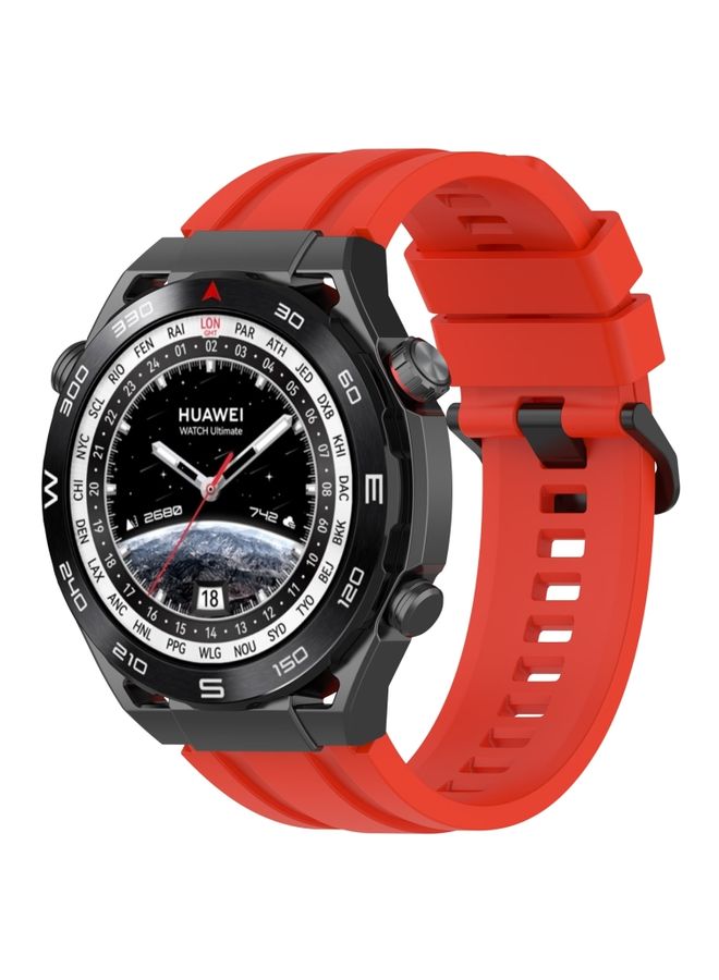 Replacement Strap For Huawei Watch Ultimate Long & Short Sports Solid Color Silicone Watch Band Set Red 