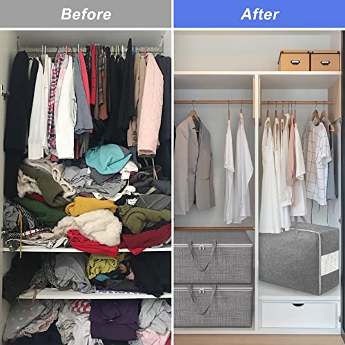 Besslly 2Pack 105L Extra Large Storage Bags, Folding Moving Comforter Blanket Storage Bags Closet Organizers and Storage Containers for Clothes with Strong Handles&Zippers Clear Window for Bedding Pillow Grey - Image 4