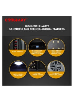 Cool Baby Small Wine cabinet  Freestanding Wine Cooler Mini Constant Temperature Wine Cabinet Tempered Glass Shielding UV Rays  8 Bottle Capacity  Digital Control  Black  - Image 2