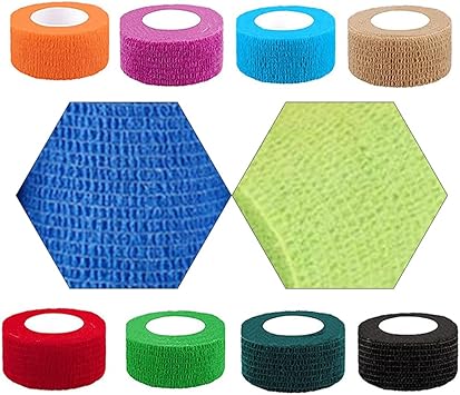 Generic Brands 12 لفة من شريط التاتو اللاصق مجموعة متعددة الألوان لرباط آلة التاتو ملحقات التاتو - Image 3