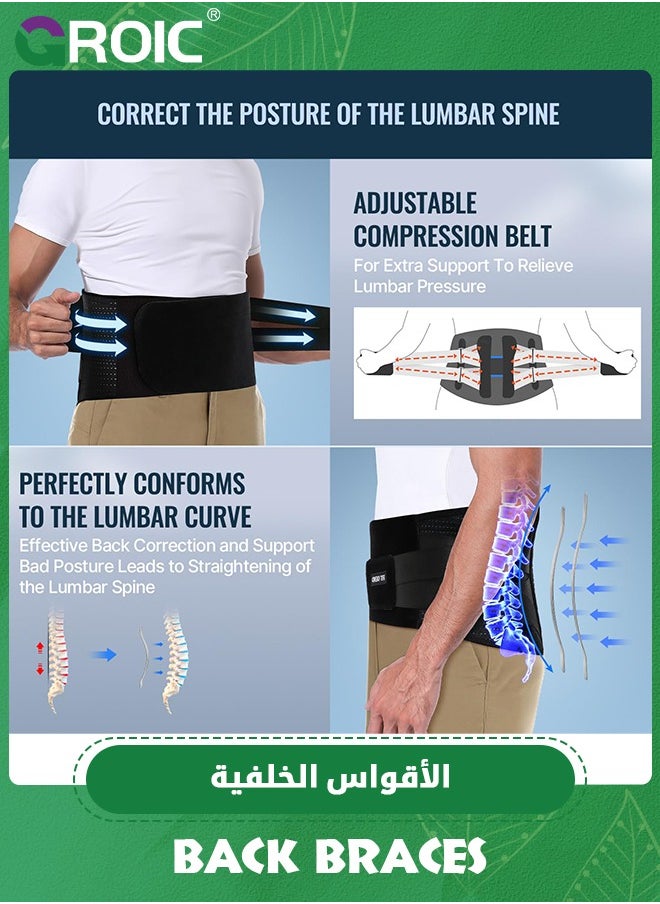 GROIC Back Brace for Lower Back Pain, Lumbar Belt Support for Men and Women, Lower Back Pain Relief Herniated Disc Sacral Belt, Ideal for Lifting Working Sports Medium, Large  - Image 4