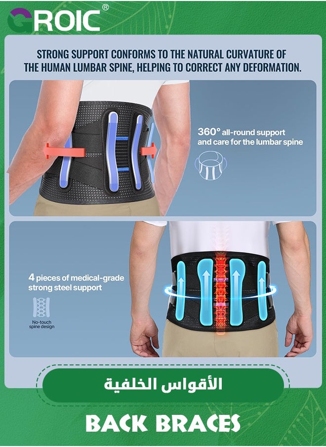 GROIC Back Brace for Lower Back Pain, Lumbar Belt Support for Men and Women, Lower Back Pain Relief Herniated Disc Sacral Belt, Ideal for Lifting Working Sports Medium, Large  - Image 5