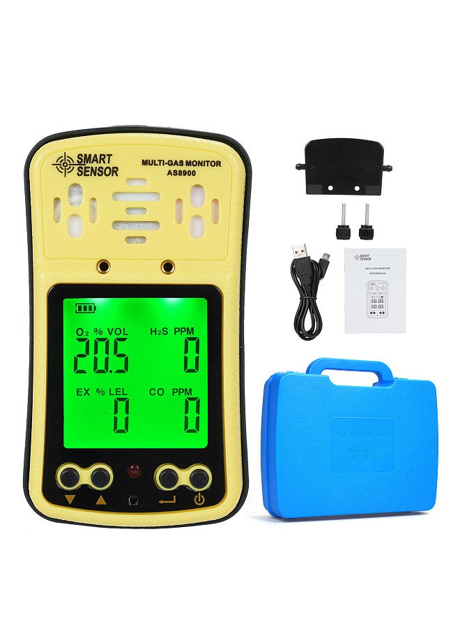 SMART SENSOR AS8900 4 in 1 Combustible Gas Detector Analyzer Handheld Multi-Gas Monitor Gas Detector O₂ CO H₂S Analyzer Explosion-Proof  - Image 1