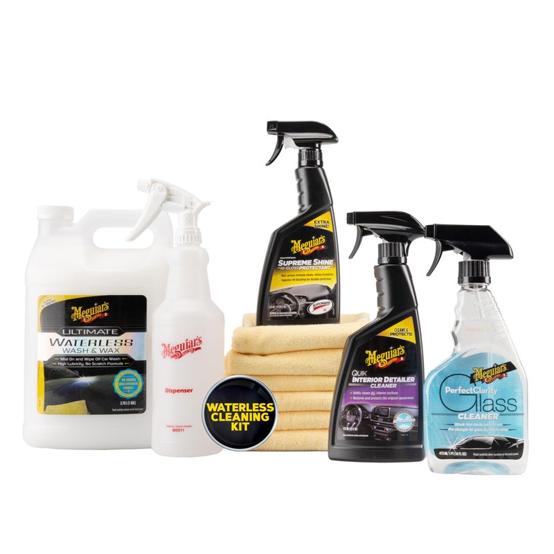 Meguiar's Meguiar's Ultimate Waterless Wash & Wax Kit - Quick and Easy Car Cleaning With Long-Lasting Protection for an Eco-Friendly Car Care Solution in One Waterless Car Wash Kit - Image 1
