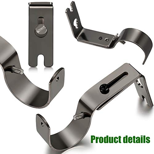 Frienda 6 Pcs Curtain Rod Brackets Adjustable Holder Wall for 1 Inch Diameter Curtain Rod General Bracket Hooks with Screws (Plating Black) - Image 4