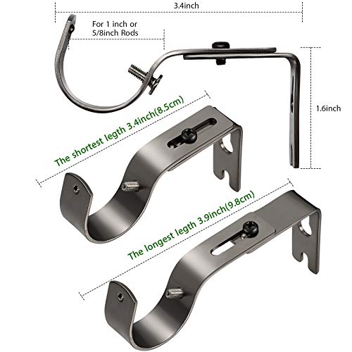 Frienda 6 Pcs Curtain Rod Brackets Adjustable Holder Wall for 1 Inch Diameter Curtain Rod General Bracket Hooks with Screws (Plating Black) - Image 3