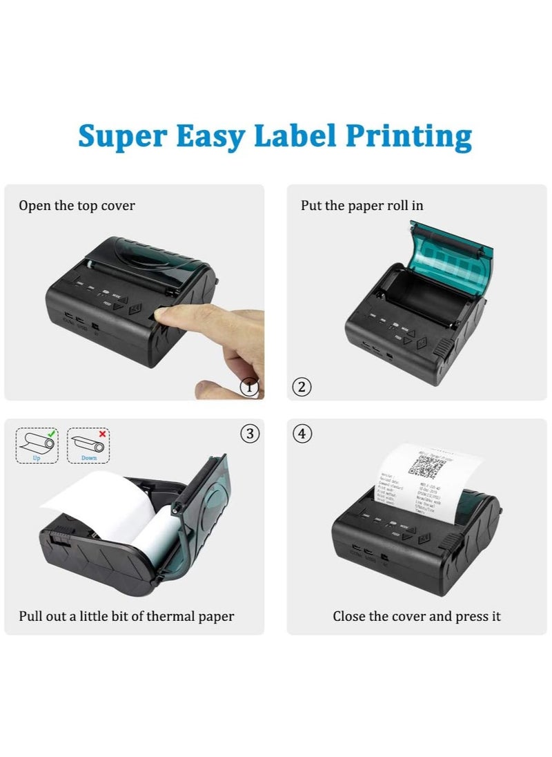 NETUM Wireless Bluetooth Thermal Receipt Printer, 80mm Portable Personal Bill Printer Mini USB POS Printer for Restaurant Sales Retail Compatible with Android/IOS/ Windows  - Image 3