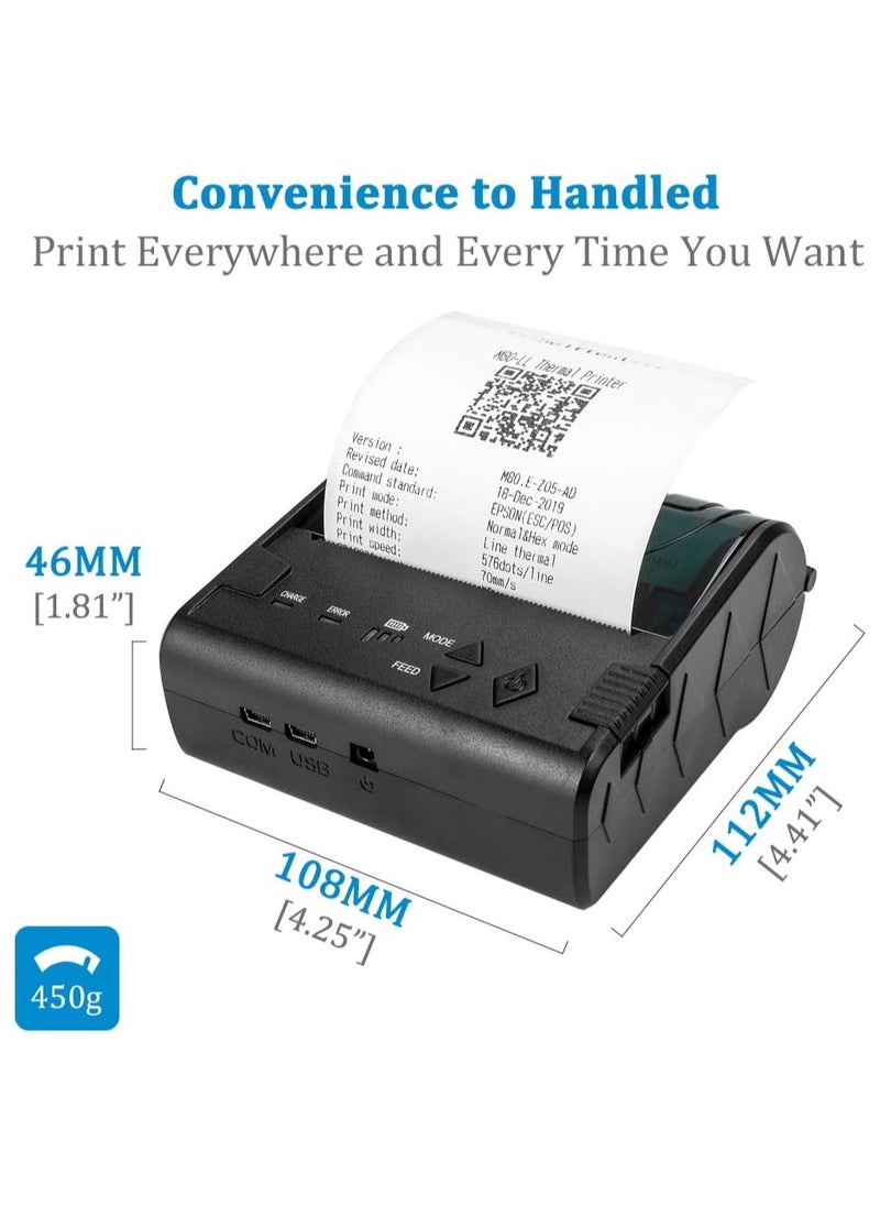 NETUM Wireless Bluetooth Thermal Receipt Printer, 80mm Portable Personal Bill Printer Mini USB POS Printer for Restaurant Sales Retail Compatible with Android/IOS/ Windows  - Image 4
