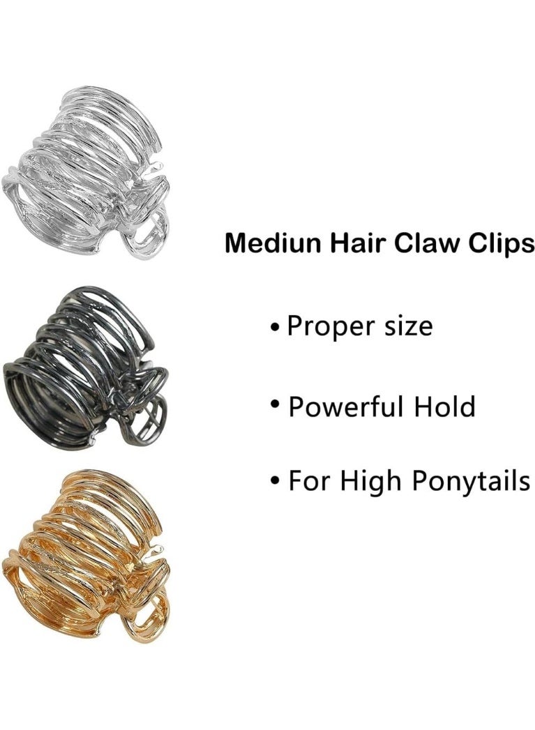 مشبك ذيل حصان، حامل شعر كثيف مرتفع، مشابك شعر معدنية مخلبية للشعر الطويل (1.4 بوصة، 3 ألوان: ذهبي، فضي، أسود) - Image 2