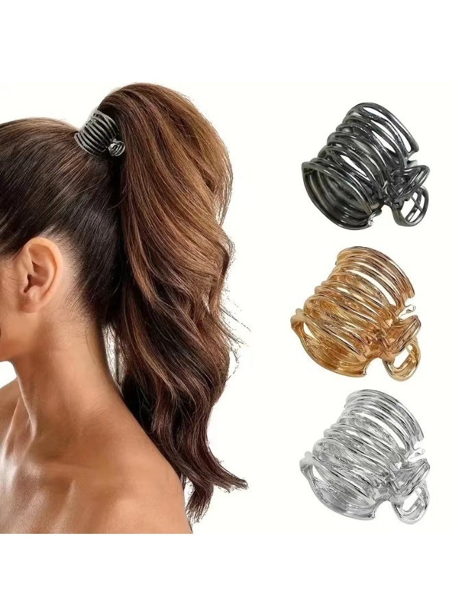 مشبك ذيل حصان، حامل شعر كثيف مرتفع، مشابك شعر معدنية مخلبية للشعر الطويل (1.4 بوصة، 3 ألوان: ذهبي، فضي، أسود) - Image 1