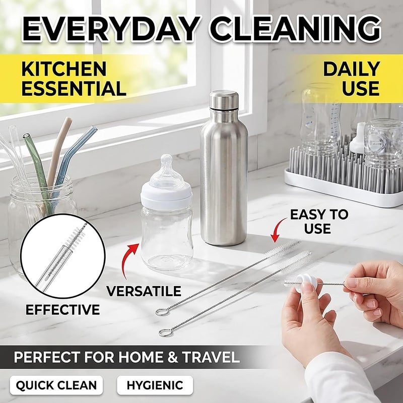 Heavy Bristle Straw Cleaner, Straws Cleaning Brush, Flexible Brush with Soft Bristles for Washing Drink Straws, Tea Pot Spout, Glass Bottles and Narrow Tubes - Image 4