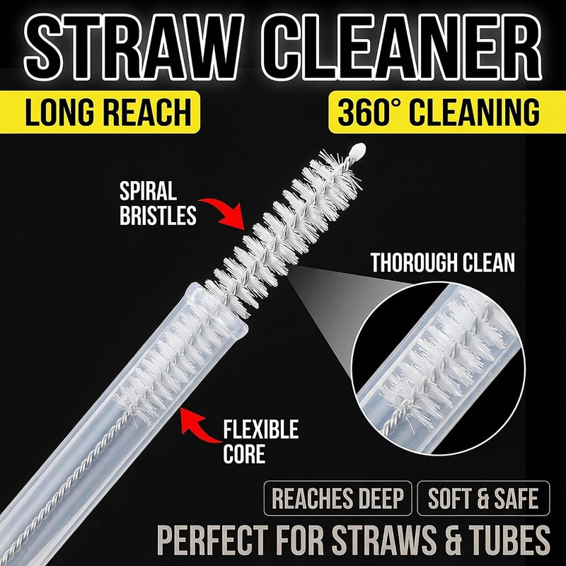 Heavy Bristle Straw Cleaner, Straws Cleaning Brush, Flexible Brush with Soft Bristles for Washing Drink Straws, Tea Pot Spout, Glass Bottles and Narrow Tubes - Image 3