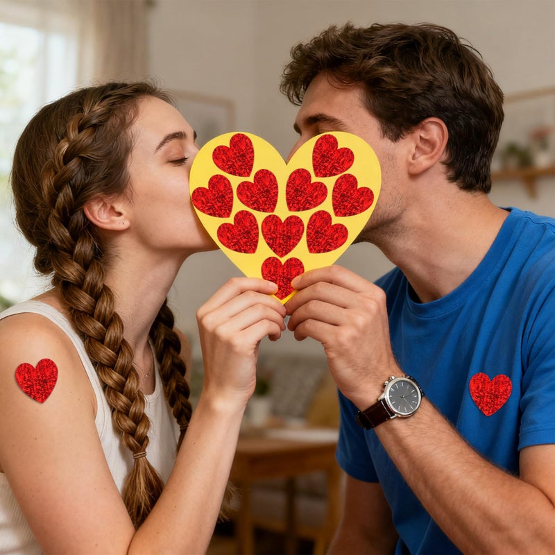 Nelisylux 1.5 inch Heart Stickers, Valentines Stickers for Kids, 500Pcs Self Adhesive Red Glitter Sticker for Reward Classroom Teacher Envelope Seal Mother Day Birthday Wedding Gift Decorative Label Sticker - Image 5