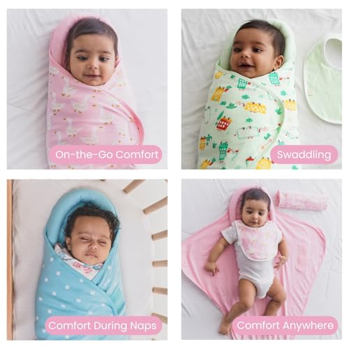TIDY SLEEP Baby Swaddle Wrappper Adjustable for Newborn || 100% Cotton Soft || Newborn Blanket for 0-3 Months (Blue Leaf) - Image 4