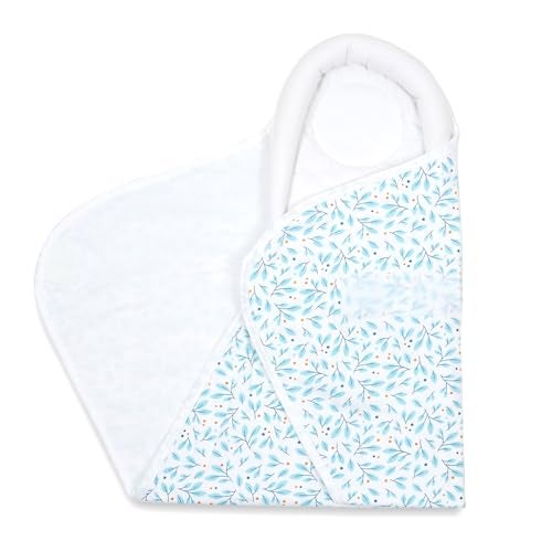 TIDY SLEEP Baby Swaddle Wrappper Adjustable for Newborn || 100% Cotton Soft || Newborn Blanket for 0-3 Months (Blue Leaf) - Image 5