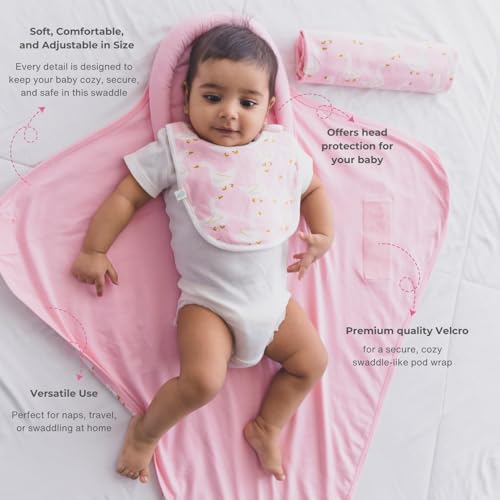 TIDY SLEEP Baby Swaddle Wrappper Adjustable for Newborn || 100% Cotton Soft || Newborn Blanket for 0-3 Months (Blue Leaf) - Image 3