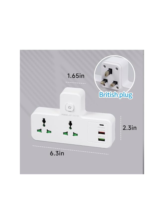 The Bros British Standard Multi Plug Expansion Socket,Multifunctional Row Plug, Multi Hole Power Strip, One To Multiple Hole Household Use, 2-way Power Socket Extender, 2 USB Ports And A Type-C inter  - Image 4