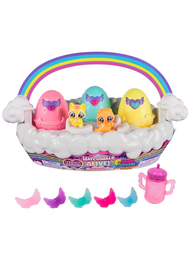 Hatchimals Alive, Neon Rainbow Spring Basket Toy (Styles May Vary), 3 Self-Hatching Easter Eggs, Fun Gift & Kids Toys for Girls & Boys Ages 3 and up - Image 1