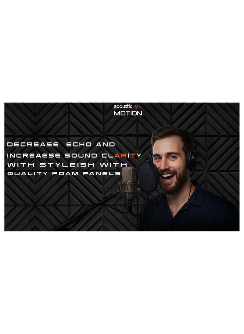 أكويستك موشان الواح اسفنجية بتصميم موجات مقاومة للصوت مع مجموعة ذاتية اللصق مكونة من 12 قطعة مقاس 3×30×30 سم، الواح صوتية انيقة اساسية للاستوديو والتسجيل والمنزل والمكتب ومعالجة الغرفة الصوتية - Image 5