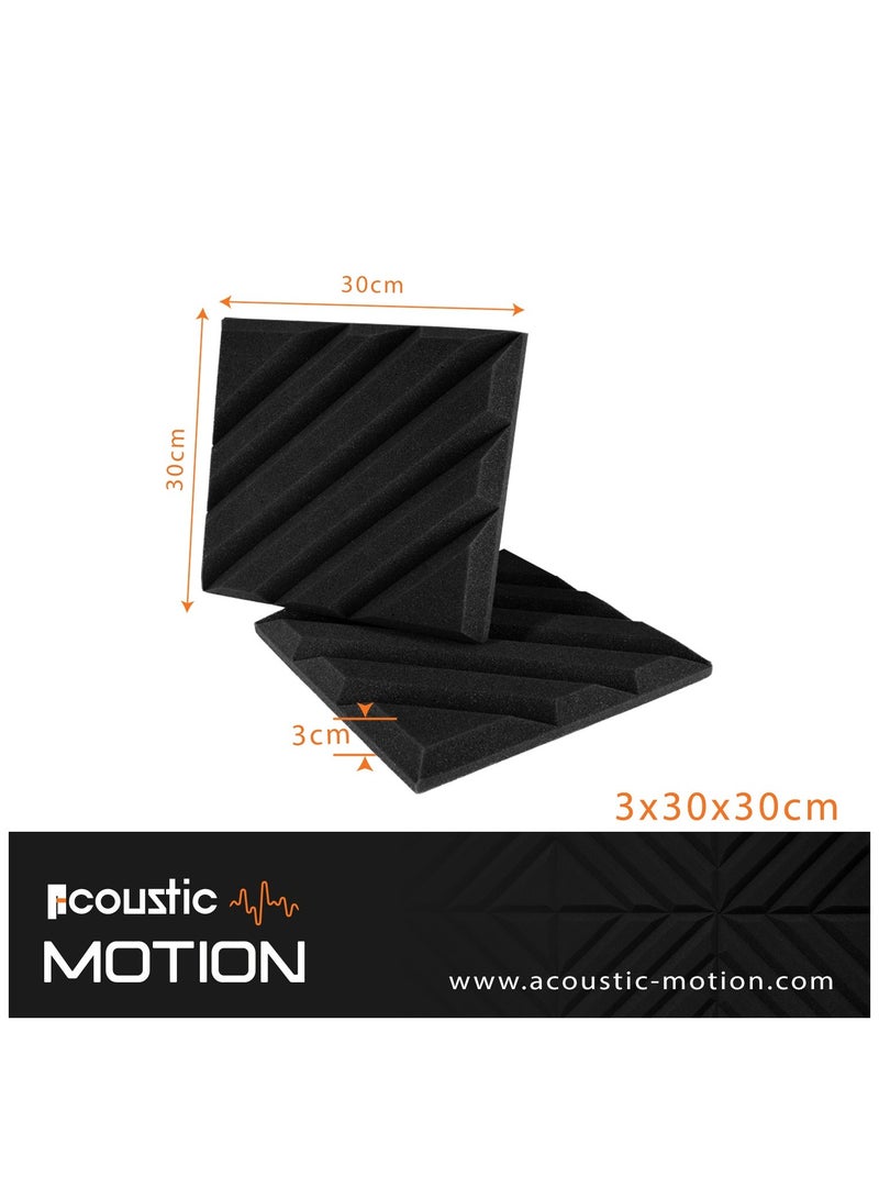 أكويستك موشان الواح اسفنجية بتصميم موجات مقاومة للصوت مع مجموعة ذاتية اللصق مكونة من 12 قطعة مقاس 3×30×30 سم، الواح صوتية انيقة اساسية للاستوديو والتسجيل والمنزل والمكتب ومعالجة الغرفة الصوتية - Image 2