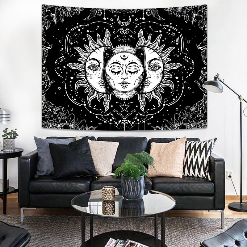 Lifeella Black and White Sun and Moon Tapestry, Burning Sun Tapestries Aesthetic Mystic Wall Hanging for Bedroom Decor 36Ã—48 inch - Image 3