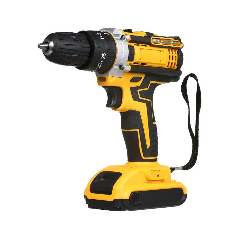 Cordless Drill Driver Kit: Yellow 21V 2X 7500mAh Lithium-Ion Batteries, 25 Position Clutch, 2-Speed Settings - Fast Charger, Ergonomic Anti-Slip Handle, LED Light, All-In-One Accessories for Home DIY - Image 5