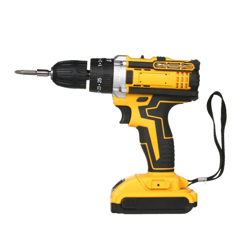 Cordless Drill Driver Kit: Yellow 21V 2X 7500mAh Lithium-Ion Batteries, 25 Position Clutch, 2-Speed Settings - Fast Charger, Ergonomic Anti-Slip Handle, LED Light, All-In-One Accessories for Home DIY - Image 4