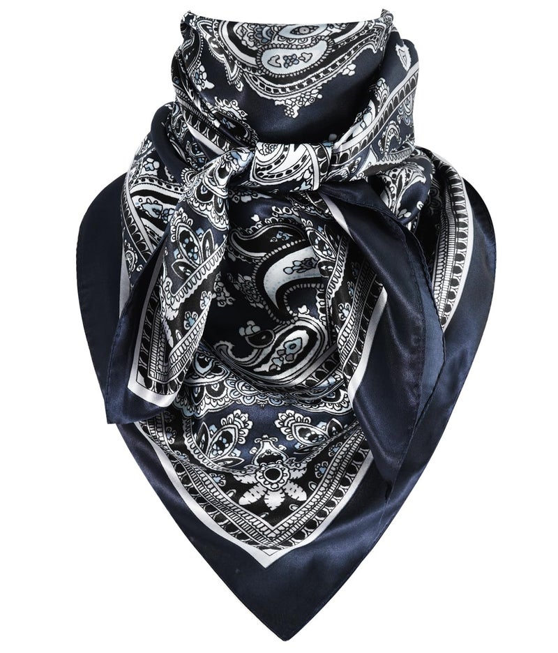GERINLY Silk Feel Wild Rags for Men Paisley Print, Cowboy Big Neck Scarf Rancher Cravat, Square Head Bandana (Blue) - Image 1