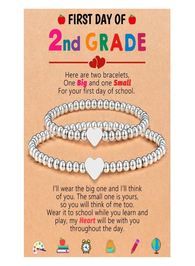 UPROMI First Day of Second 2nd Grade Bracelet, Back to School Gifts Stuff Mommy and Me Mom Mother Daughter Bracelets First Day of School Gift - Image 1