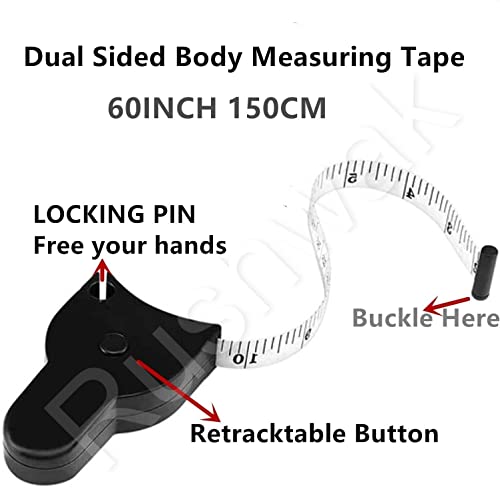 Rushwak Body Measuring Tape with Lock Pin and Retractable Push Button 150 CM Measurement Tape Measure for Body for Fat Measurement and Weight Loss Sewing Tape Tailor Tape (Multicolor) - Image 2
