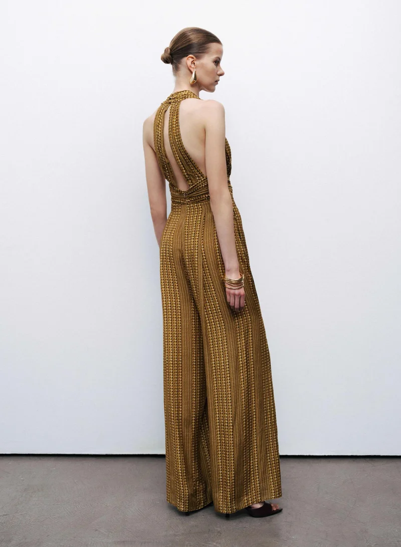 Nocturne Jumpsuit with Gold and Stone Accessory