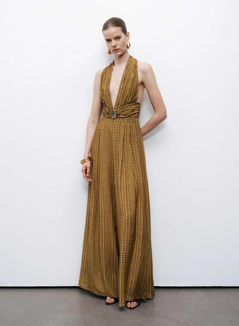 نوكتورن Jumpsuit with Gold and Stone Accessory