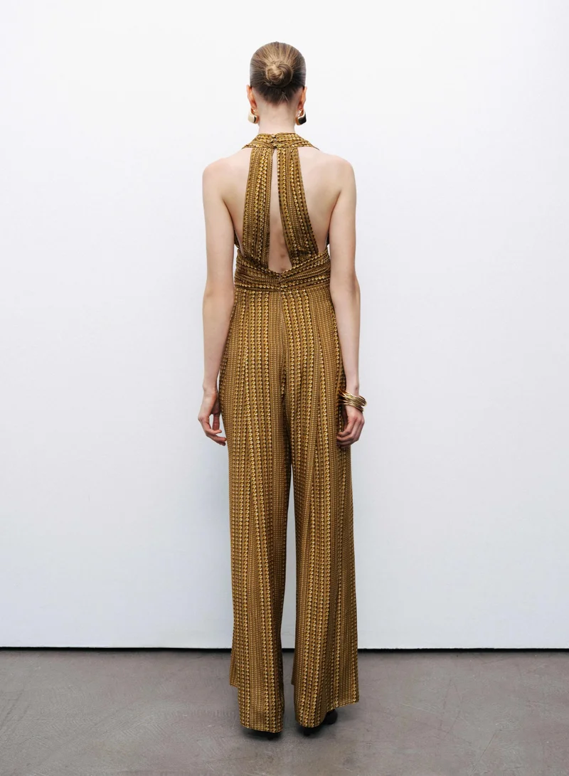 Nocturne Jumpsuit with Gold and Stone Accessory