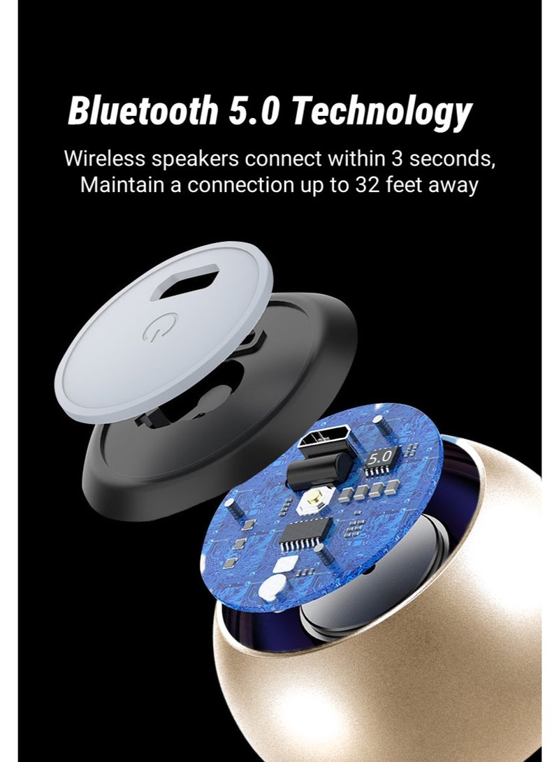 ARUWA Mini Portable Bluetooth Speaker Wireless Stereo Pairing with Built-in Microphone,Travel Speaker for Phone/PC/Tablet, Metal Enclosure Minimalism Design M3 (Gold) - Image 2