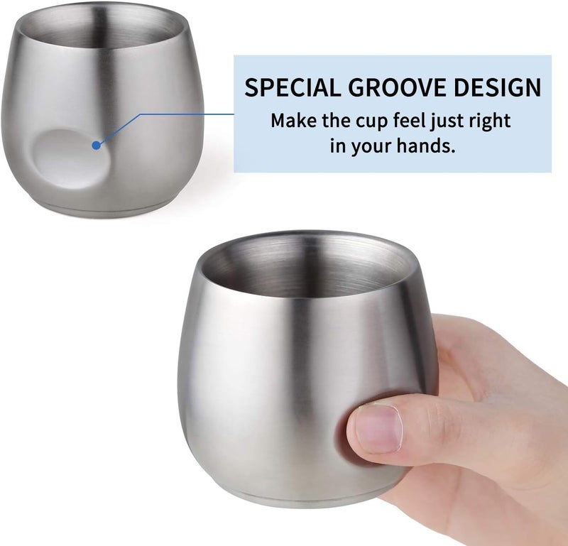 Kitchenexus Stainless Steel Espresso Cups 2pcs Set, 6oz Double Wall Insulated Unbreakable Stemless Tumbler Small Cup for Outdoor Events Picnics Party - Image 3