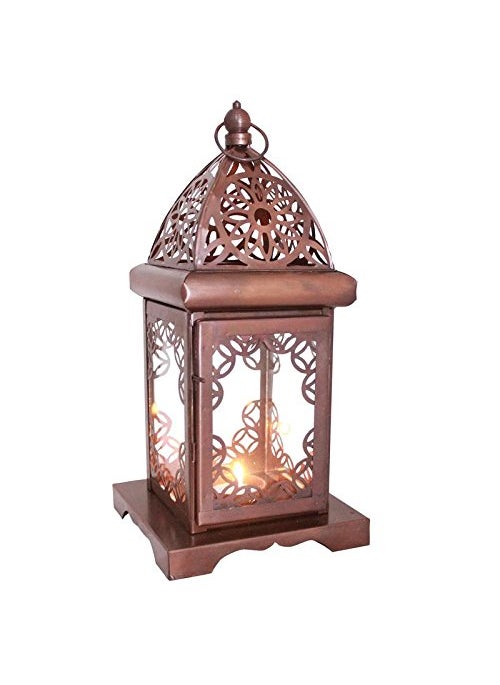 DecoVally DecoVally Bronze Diya Metal Lantern with Glass 