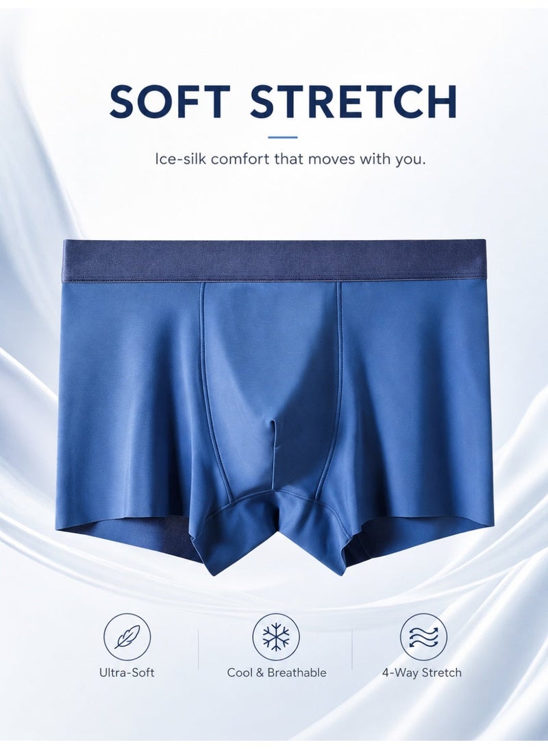 4 Pack Men's Ice Silk Boxer Briefs, Cooling Ultra-Thin Antibacterial Seamless Breathable, Moisture Wicking for Summer Daily Wear - Image 4