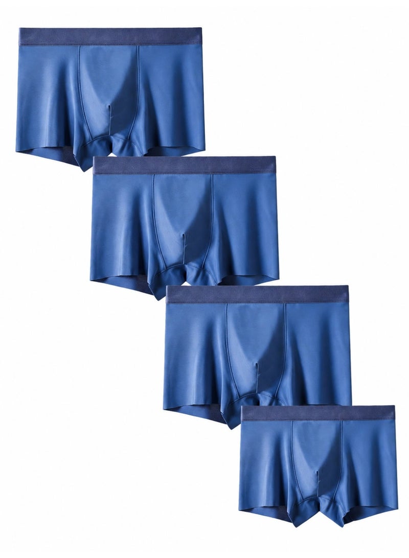 4 Pack Men's Ice Silk Boxer Briefs, Cooling Ultra-Thin Antibacterial Seamless Breathable, Moisture Wicking for Summer Daily Wear - Image 1