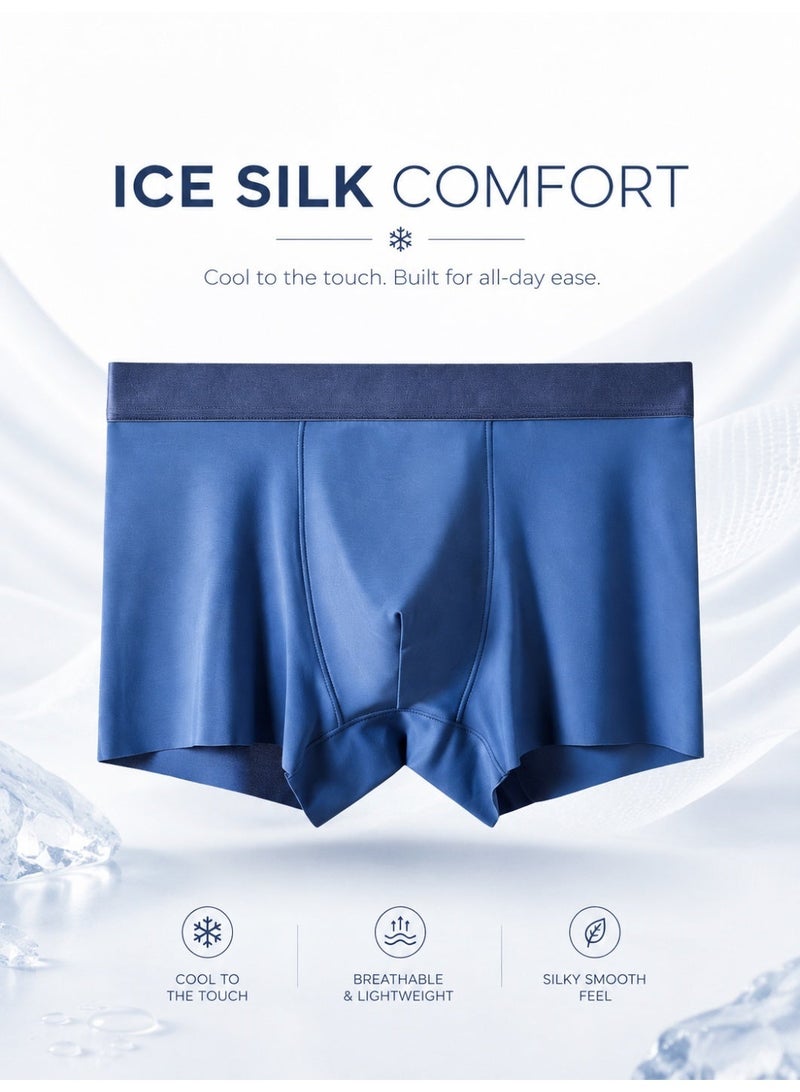 4 Pack Men's Ice Silk Boxer Briefs, Cooling Ultra-Thin Antibacterial Seamless Breathable, Moisture Wicking for Summer Daily Wear - Image 2