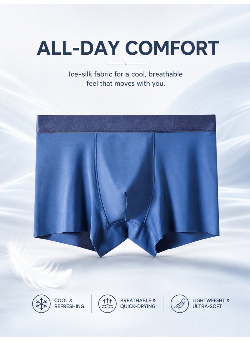 4 Pack Men's Ice Silk Boxer Briefs, Cooling Ultra-Thin Antibacterial Seamless Breathable, Moisture Wicking for Summer Daily Wear - Image 5