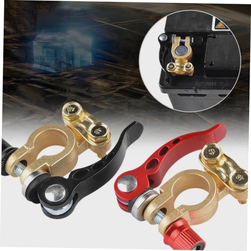 VOSAREA 1 Set Battery Terminal Connectors Quick Disconnect Clamps with Insulation Pads and Cleaning Brush for Easy Installation and Strong Stability Vehicles - Image 5