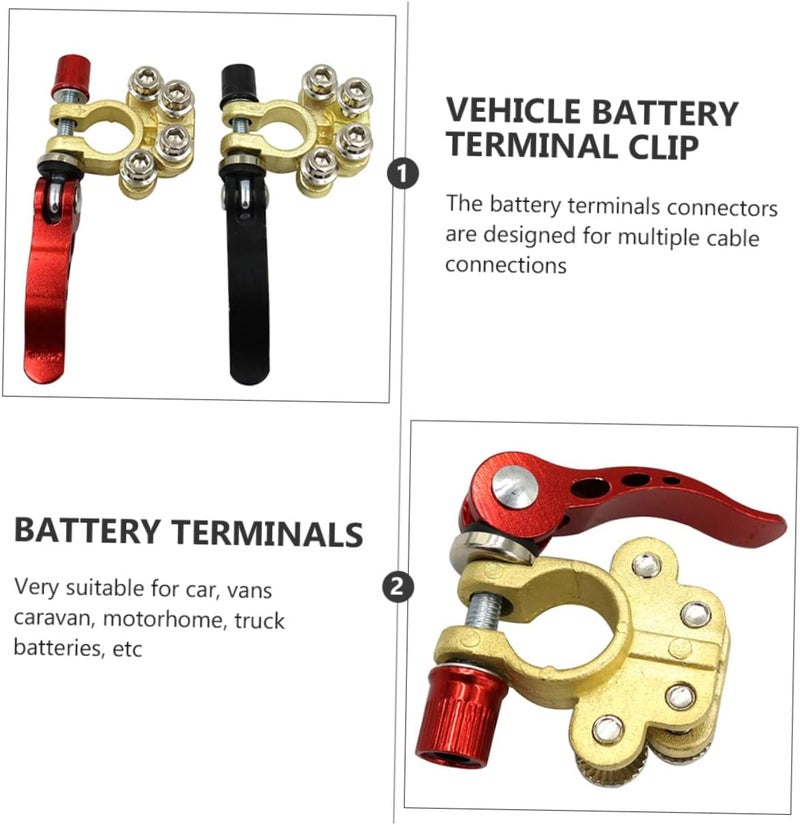 VOSAREA 1 Set Battery Terminal Connectors Quick Disconnect Clamps with Insulation Pads and Cleaning Brush for Easy Installation and Strong Stability Vehicles - Image 2