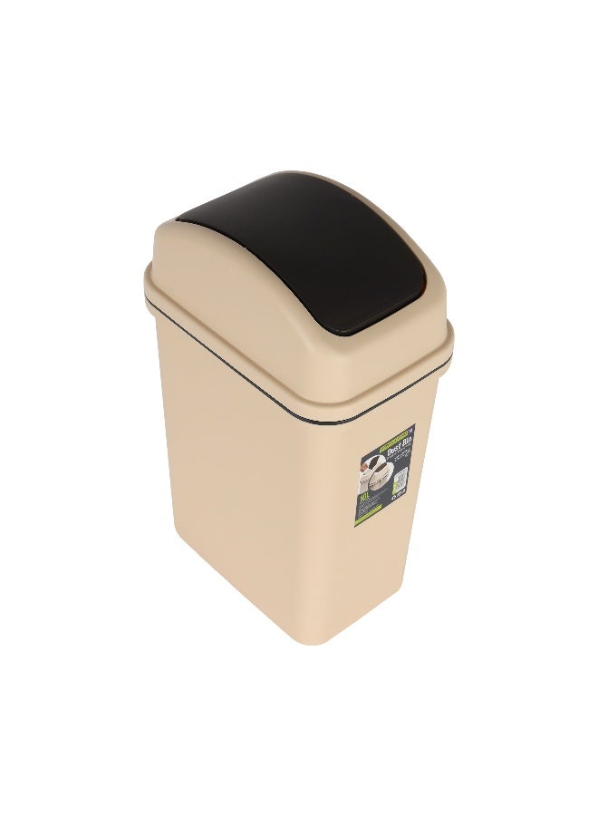 Royalford 10L Dust Bin- RF12248| Premium-Quality Plastic Bin with Swing Lid| Trash Can for Home, Office, Bathroom, School, Shopping Mall, Restaurant| Brown - Image 3